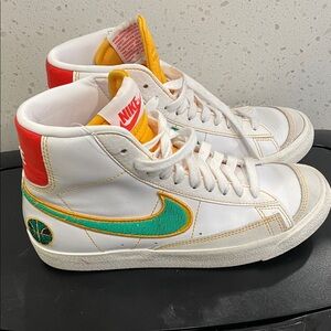 Nike White High-Tops with Teal and Red Details